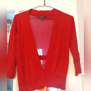 Le Chateau Red Cardigan Sweater Lightweight Knit